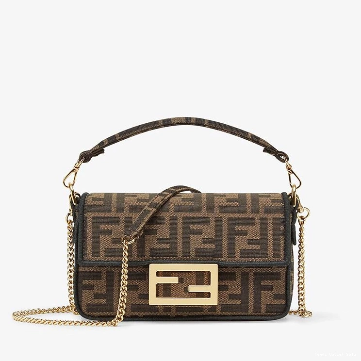 Cheap Fabric Mini Brown Motif In Baguette Fendi Bag FF 0805